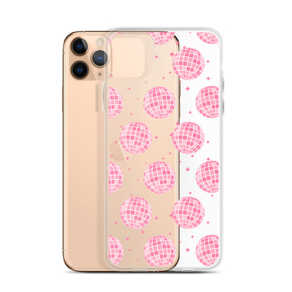 Pink Disco Balls Clear iPhone Case