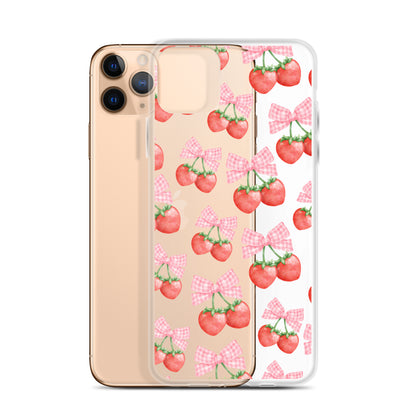 Strawberry Bows Clear iPhone Case