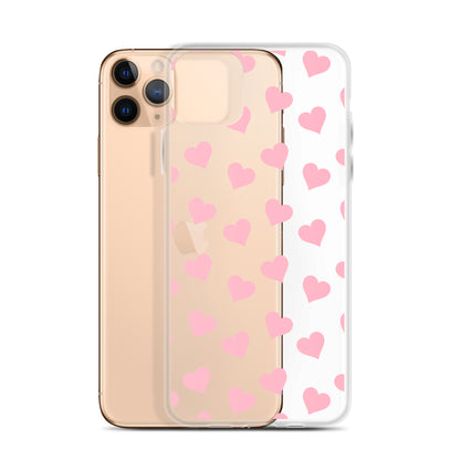 Pink Hearts Clear iPhone Case