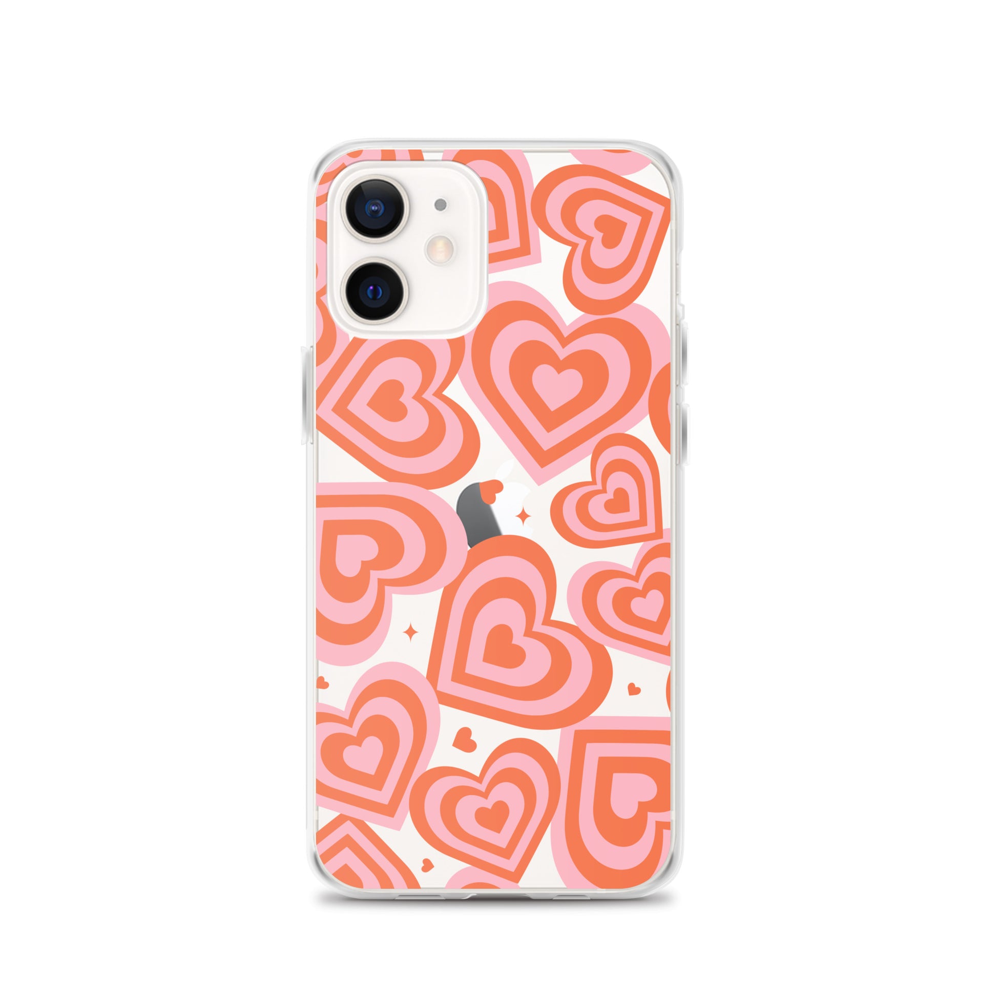 Pink & Red Hearts Clear iPhone Case iPhone 12