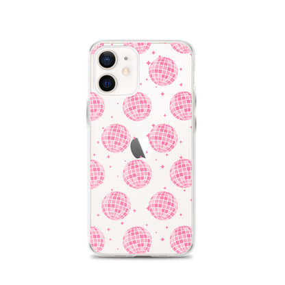 Pink Disco Balls Clear iPhone Case