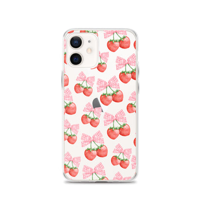 Strawberry Bows Clear iPhone Case