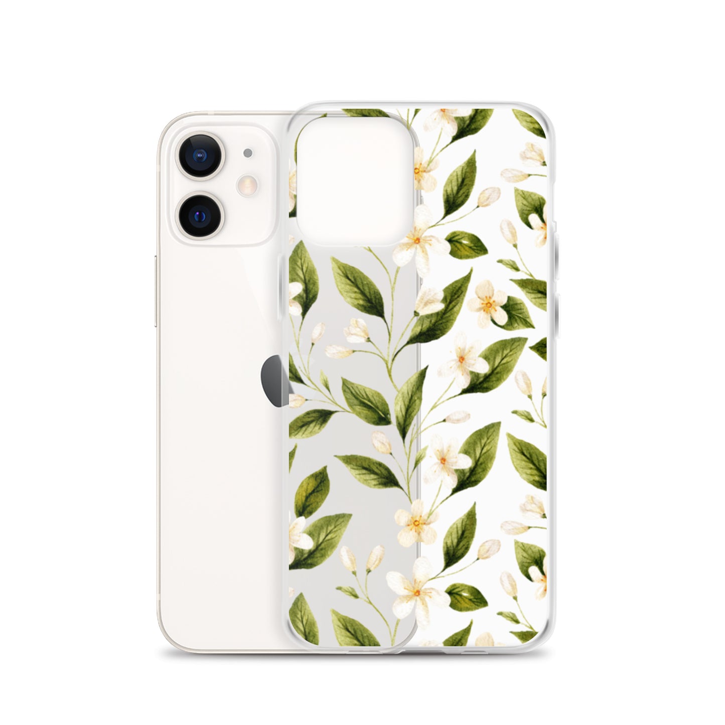 White Floral Clear iPhone Case