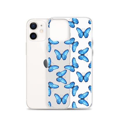 Blue Butterfly Clear iPhone Case