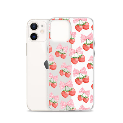 Strawberry Bows Clear iPhone Case