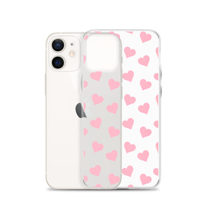 Pink Hearts Clear iPhone Case