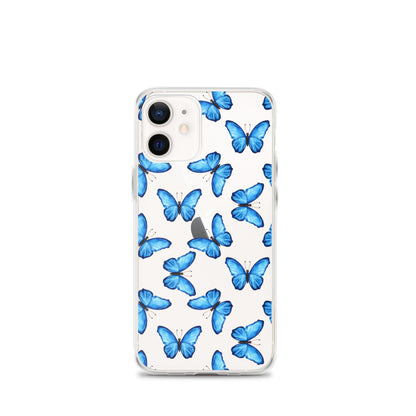 Blue Butterfly Clear iPhone Case iPhone 12 mini