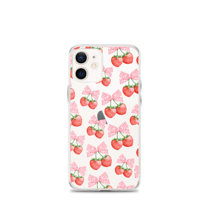 Strawberry Bows Clear iPhone Case