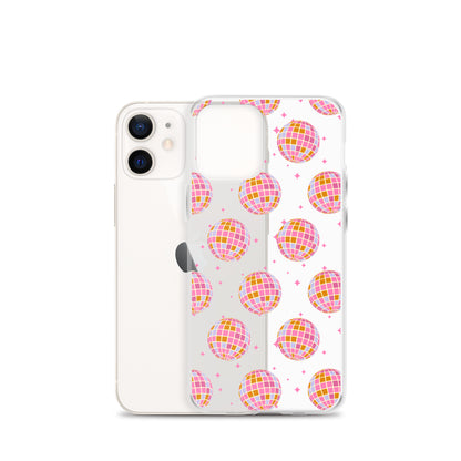 Pink & Blue Disco Balls Clear iPhone Case