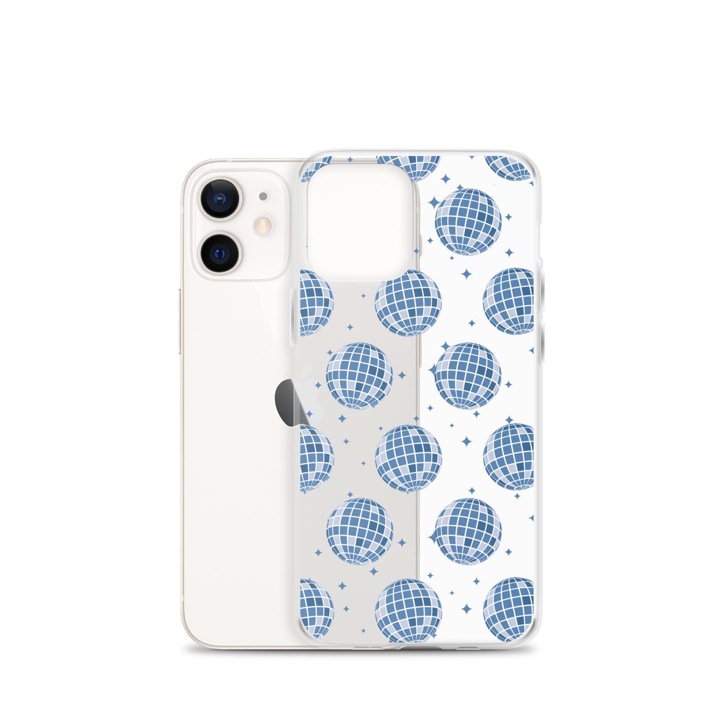 Dark Blue Disco Balls Clear iPhone Case