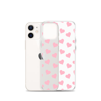 Pink Hearts Clear iPhone Case