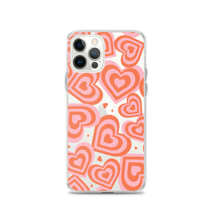 Pink & Red Hearts Clear iPhone Case iPhone 12 Pro