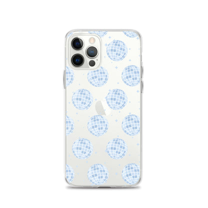 Blue Disco Balls Clear iPhone Case