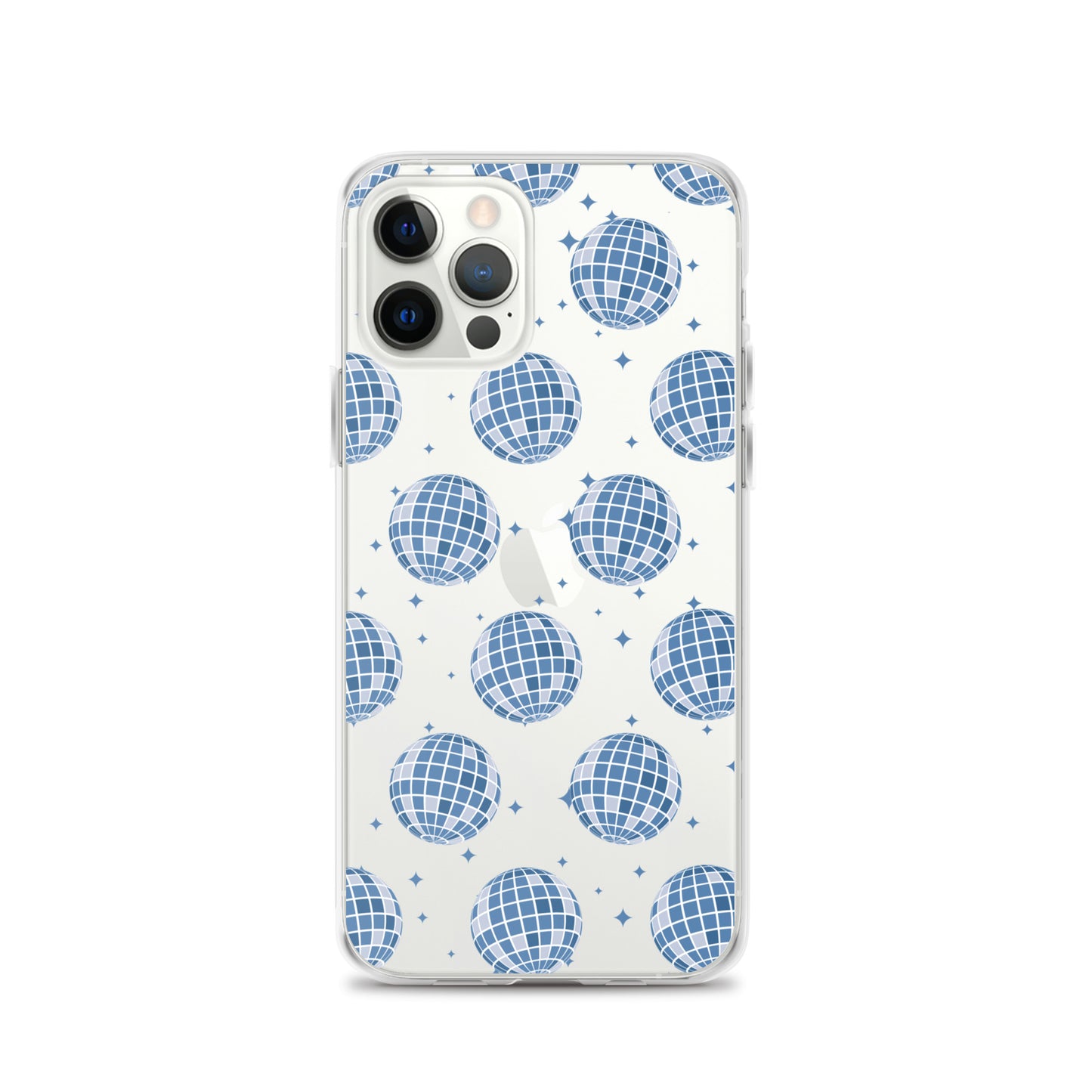 Dark Blue Disco Balls Clear iPhone Case