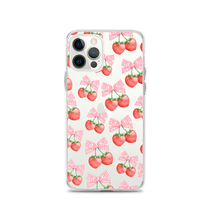 Strawberry Bows Clear iPhone Case