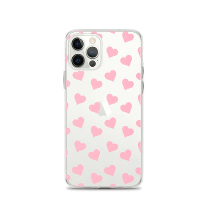 Pink Hearts Clear iPhone Case