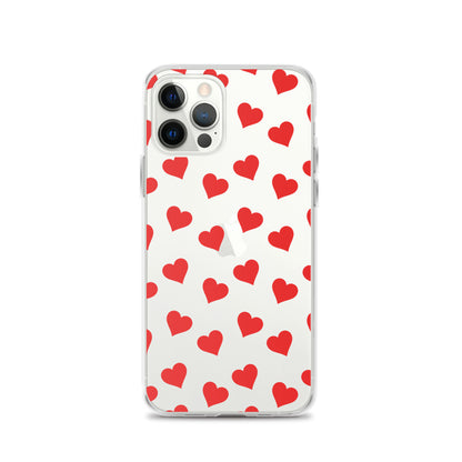 Red Hearts Clear iPhone Case