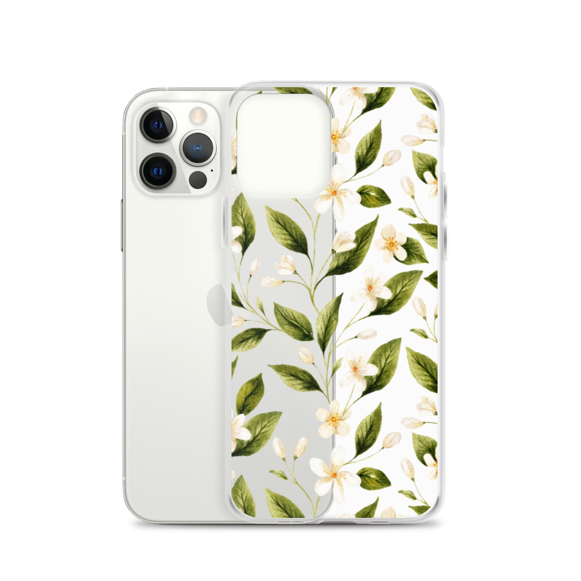 White Floral Clear iPhone Case