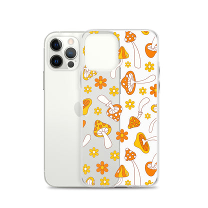 Retro Mushrooms Clear iPhone Case