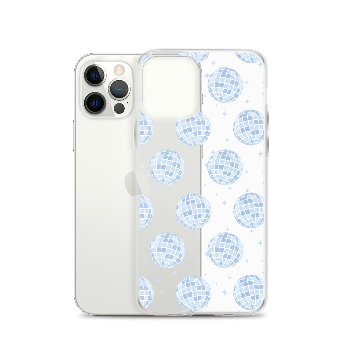 Blue Disco Balls Clear iPhone Case