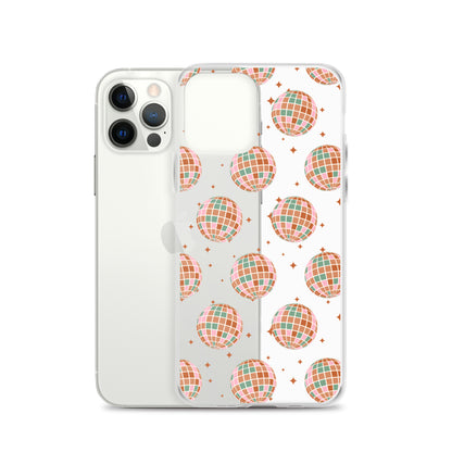 Brown Boho Disco Balls Clear iPhone Case