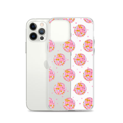 Pink & Blue Disco Balls Clear iPhone Case