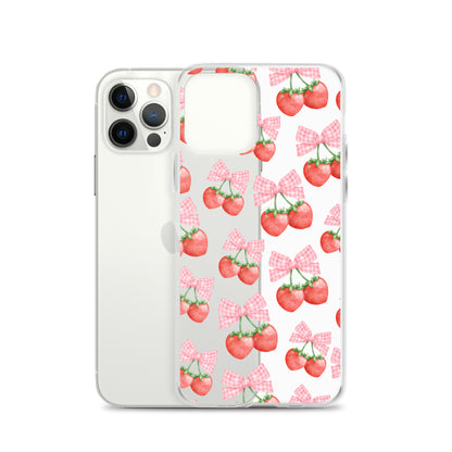 Strawberry Bows Clear iPhone Case