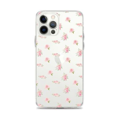 Pink Vintage Roses Clear iPhone Case