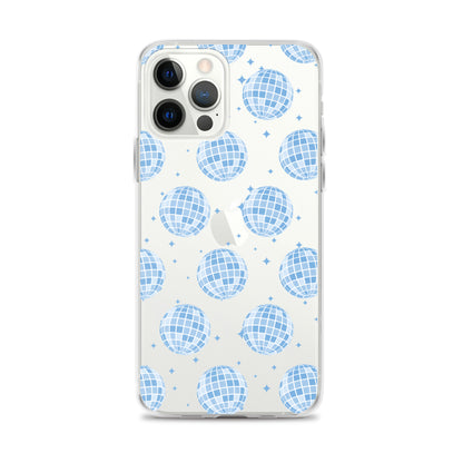 Blue Disco Balls Clear iPhone Case