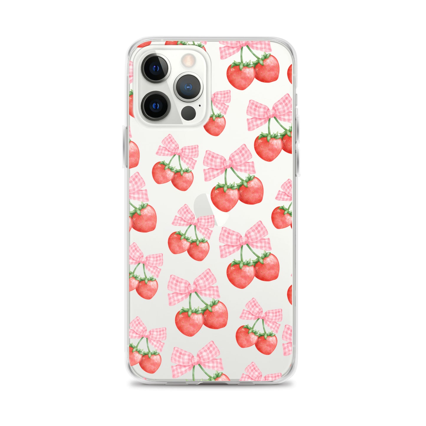 Strawberry Bows Clear iPhone Case