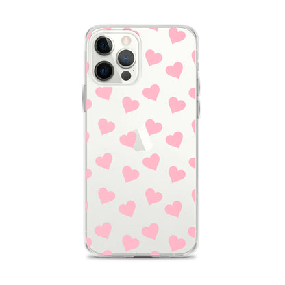 Pink Hearts Clear iPhone Case