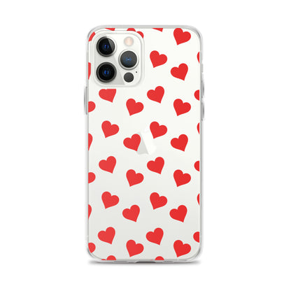 Red Hearts Clear iPhone Case