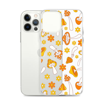 Retro Mushrooms Clear iPhone Case