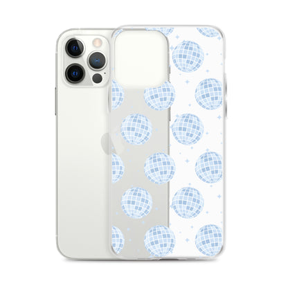 Blue Disco Balls Clear iPhone Case