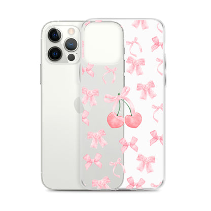 Cherry Bows Clear iPhone Case