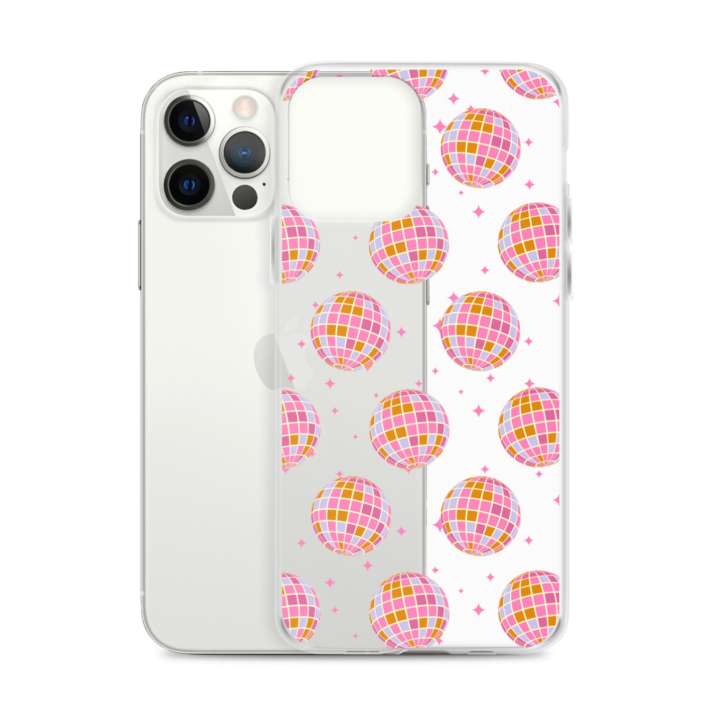 Pink & Blue Disco Balls Clear iPhone Case