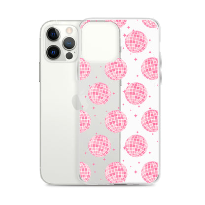 Pink Disco Balls Clear iPhone Case