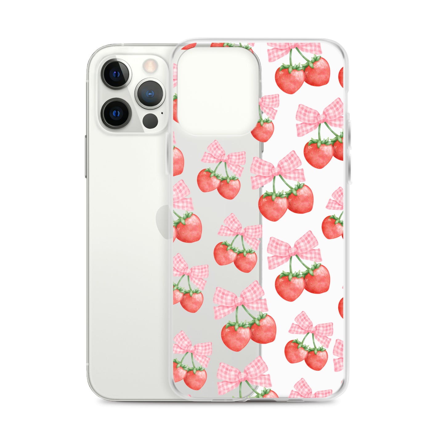 Strawberry Bows Clear iPhone Case