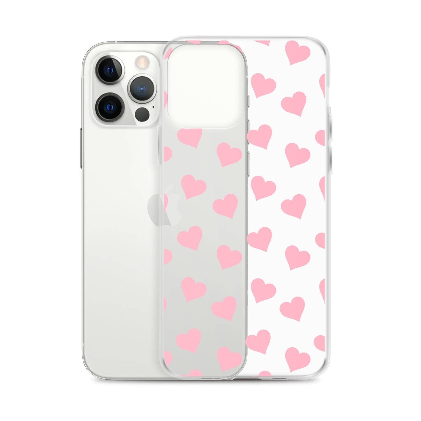 Pink Hearts Clear iPhone Case