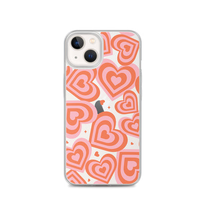 Pink & Red Hearts Clear iPhone Case iPhone 13