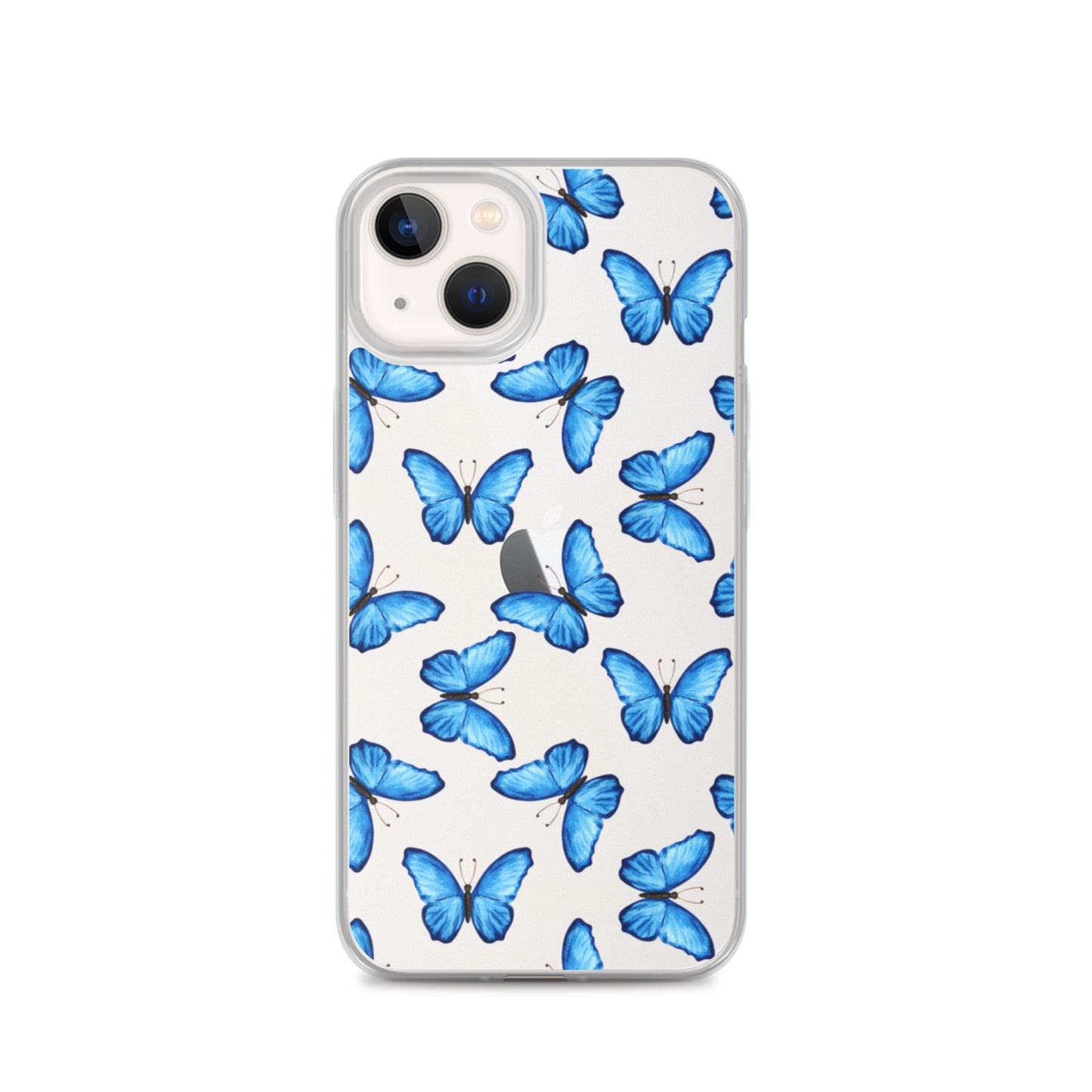Blue Butterfly Clear iPhone Case iPhone 13