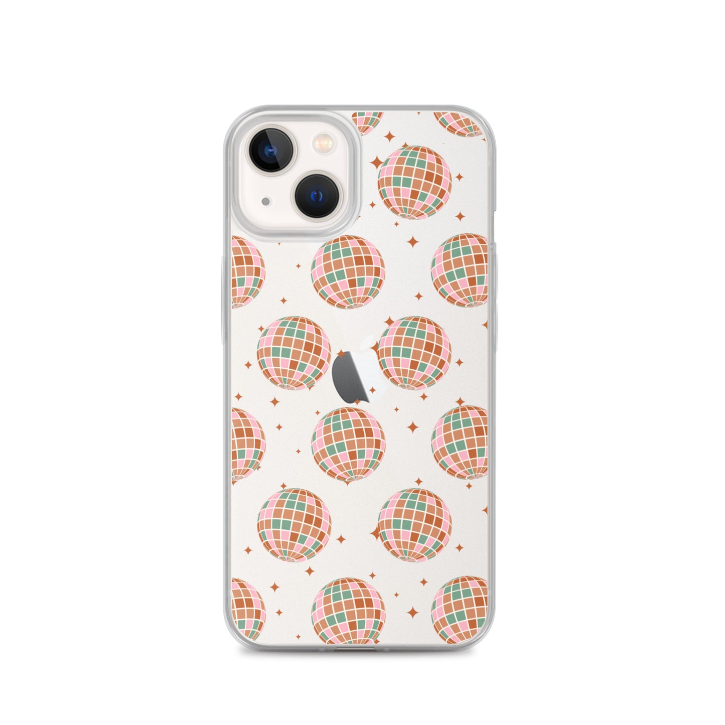 Brown Boho Disco Balls Clear iPhone Case