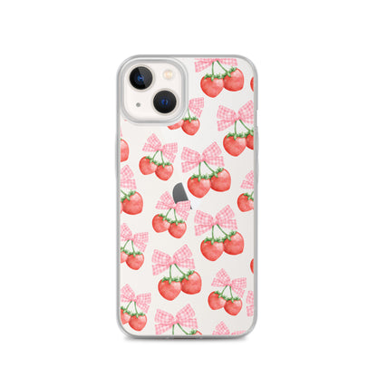 Strawberry Bows Clear iPhone Case