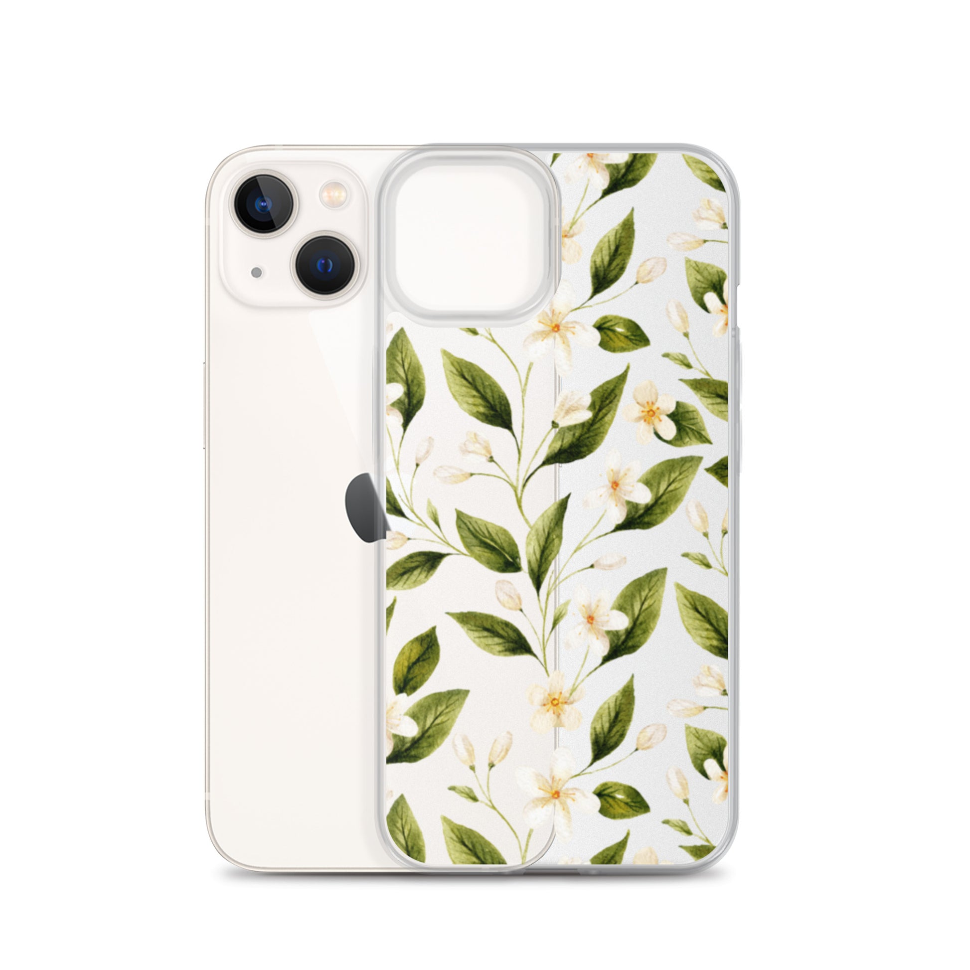 White Floral Clear iPhone Case