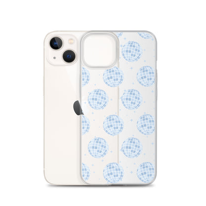 Blue Disco Balls Clear iPhone Case