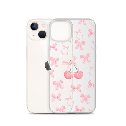 Cherry Bows Clear iPhone Case