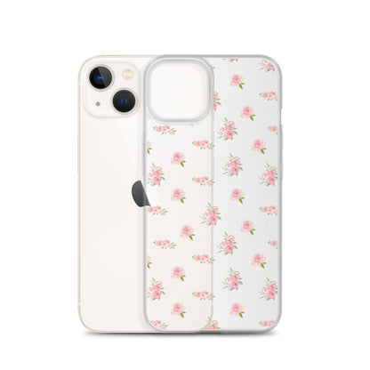 Pink Vintage Roses Clear iPhone Case