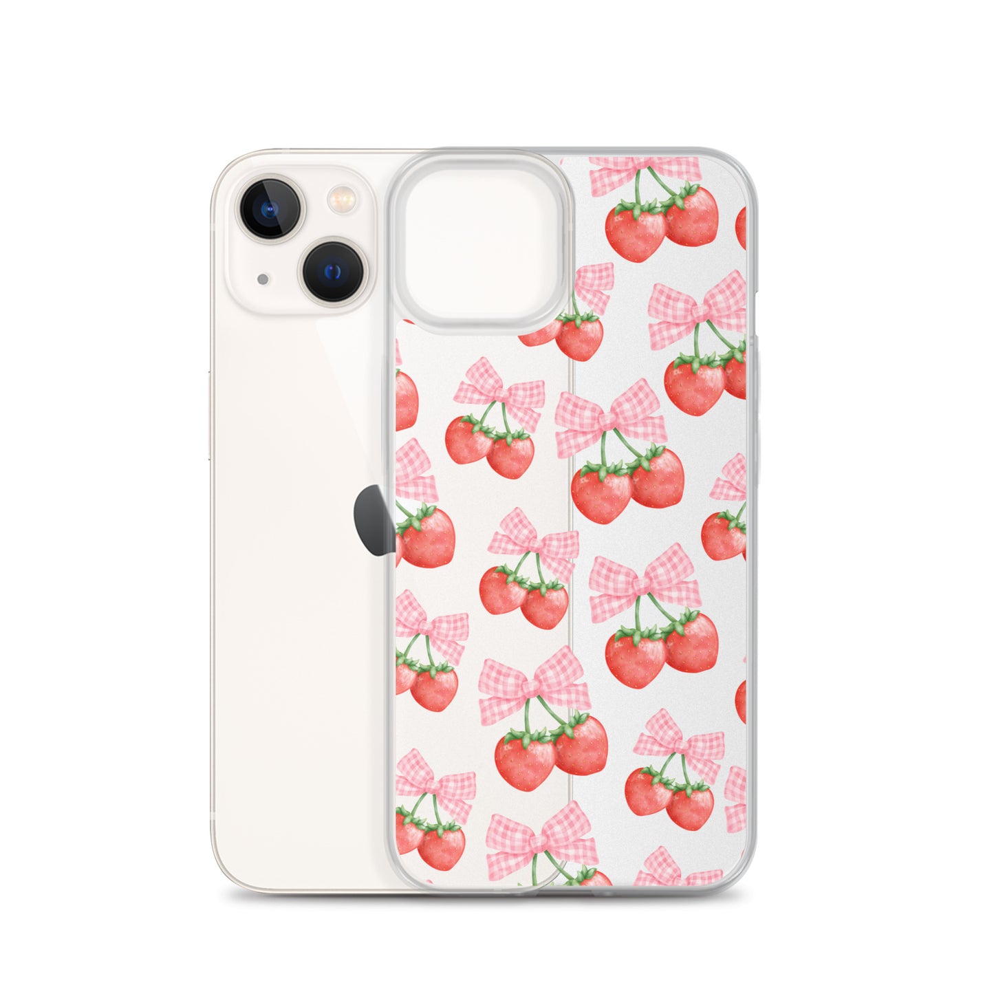 Strawberry Bows Clear iPhone Case