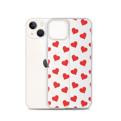 Red Hearts Clear iPhone Case