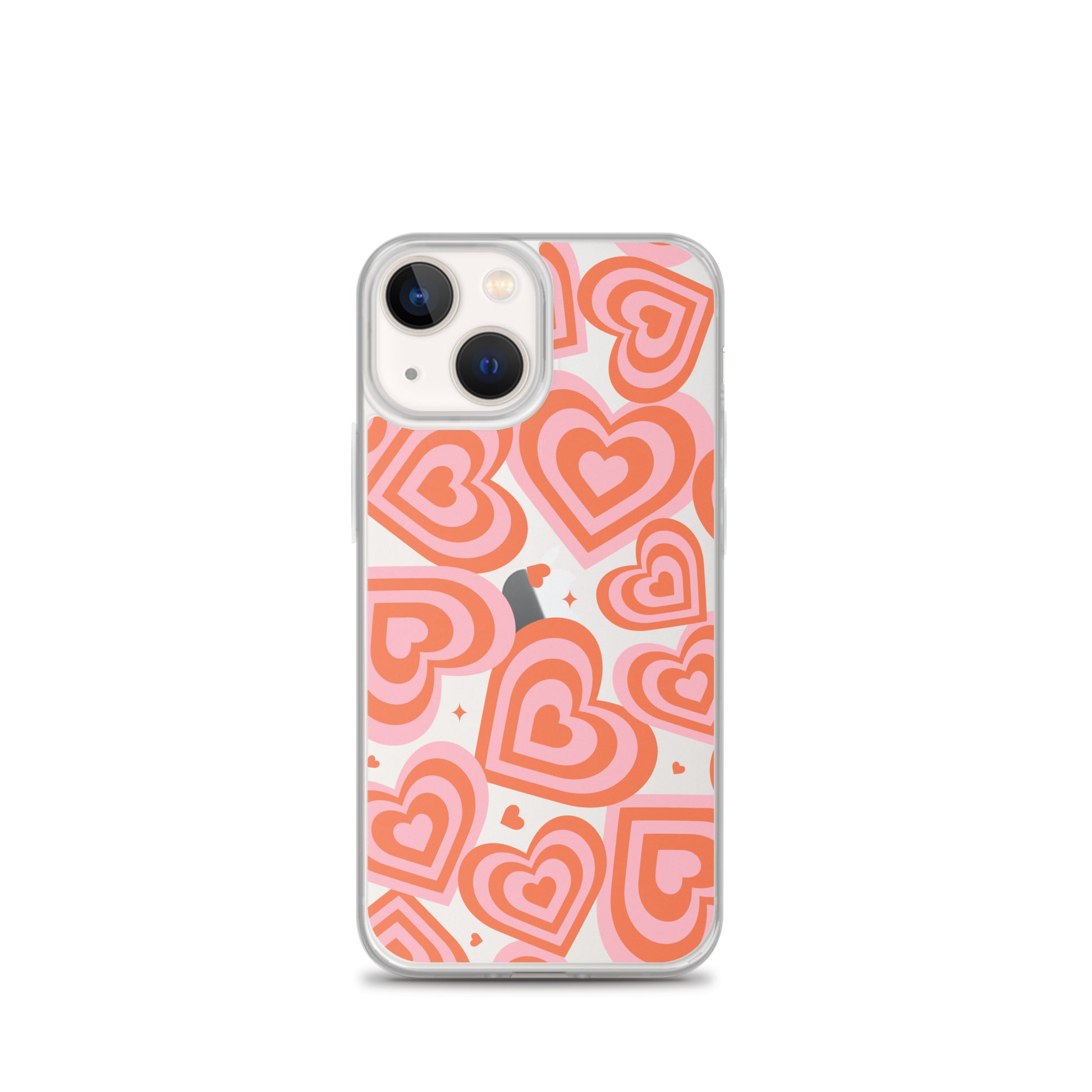 Pink & Red Hearts Clear iPhone Case iPhone 13 mini